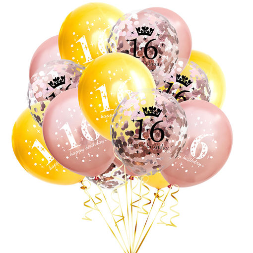 Picture of BALLOON BUNCH GOLD 16TH BIRTHDAY
